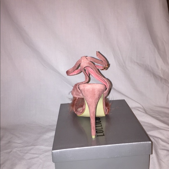 Suede Ankle strapped fur heel - Picture 6 of 8